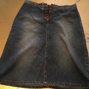 Level 99 Denim Lace Up Skirt